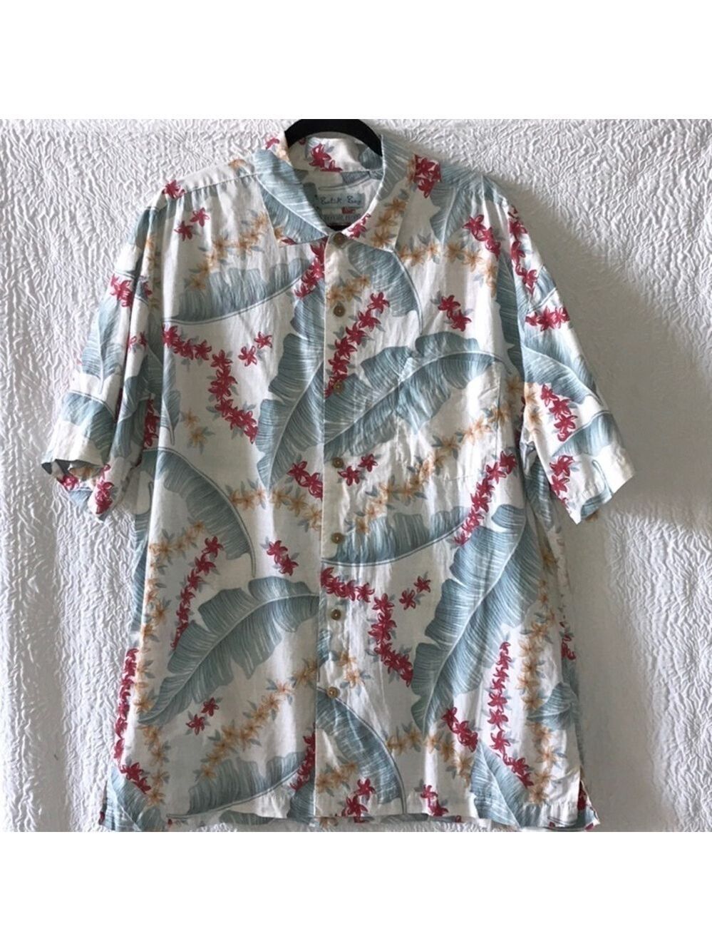 Batik Bay Reverse Print Hawaiian Tropical Floral Button Down Shirt
